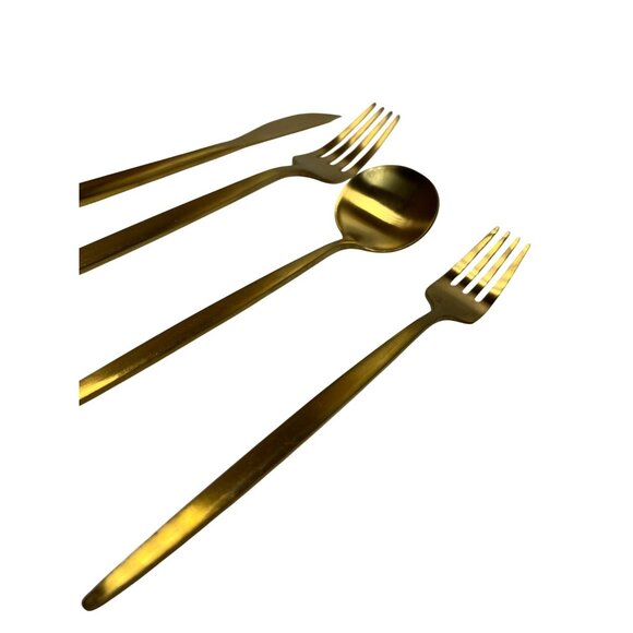 Gold‎ Flatware Cutlery Set Elegant Design Easy Clean 30 pc Modern style READ - Picture 10 of 12